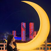 公园发光秋千网红户外月亮室外躺椅灯酒店阳台吊椅家用庭院景观灯