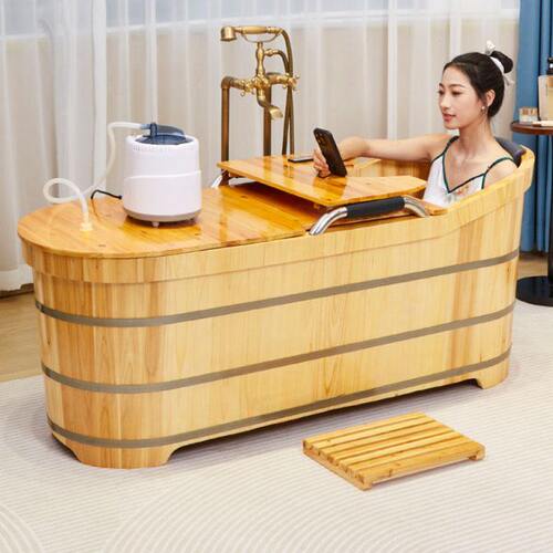 全身家用加厚大号汗蒸带木桶扶手盆浴桶泡澡洗澡桶实木泡澡桶大人