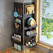 挂架洞洞板置物架勺子厨房挂钩免打孔壁挂式 转角不锈钢板收纳锅铲