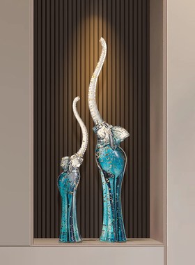 入户玄关抽象大象摆件现代艺术高档客厅电视柜壁龛细长工艺品装饰