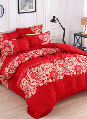 大红色被套单件1.5m1.8米单人床夏季加厚磨毛200x230双人被罩学生