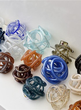 每周一三五10点上新/彩色玻璃麻团抽象艺术家居桌面装饰摆件B9-3