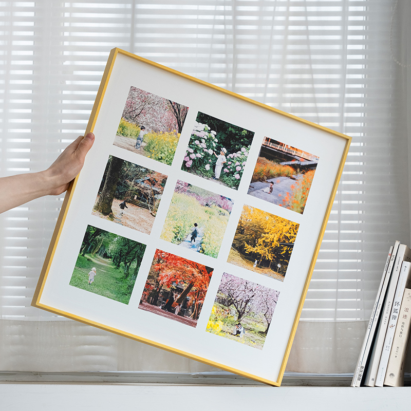无框画定制做照片冲印油画布艺术微喷照片放大九宫格组合相框挂墙