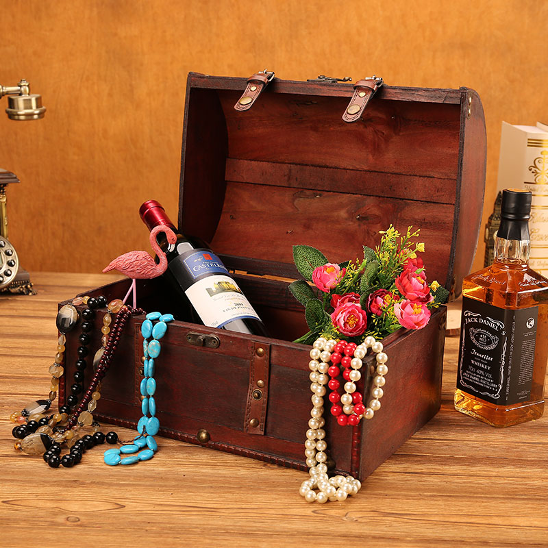 仿古收纳箱带锁做旧大木箱子影视道具装饰摆设密室逃脱木质储物盒