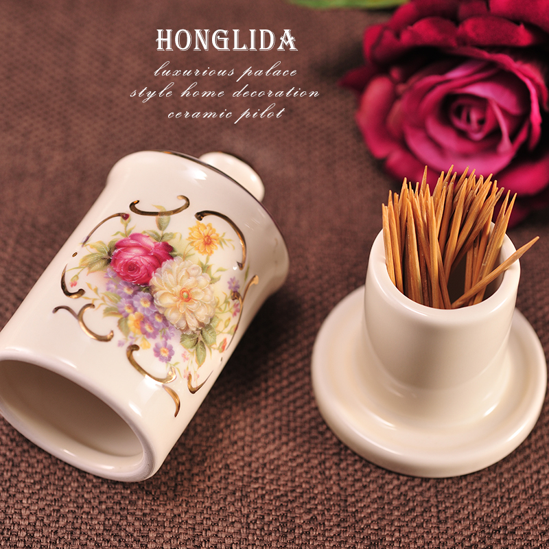 欧式牙签筒 陶瓷牙签瓶客厅牙签盒餐桌牙签罐家用棉签筒时尚摆件