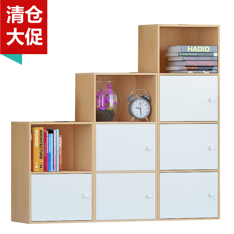 加大加深简易柜子储物柜书柜欧式带门防尘柜子自由组合儿童收纳柜