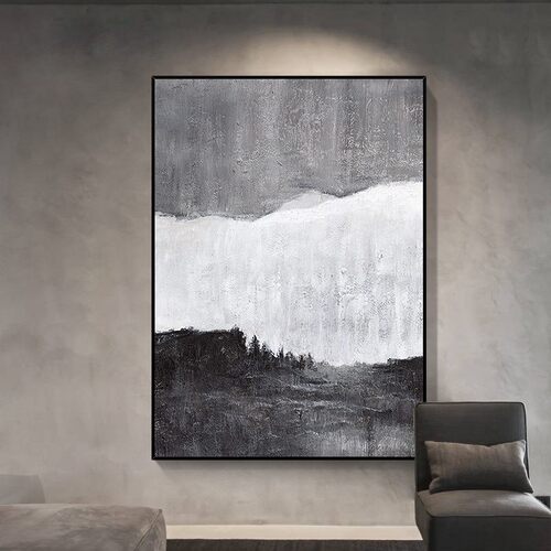 抽象客厅玄关装饰画黑白工业风灰色调高级灰创意样板间卧室挂画