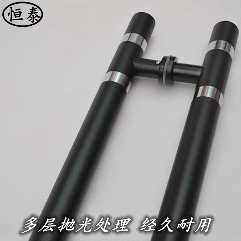 现代简约玻璃有框门推拉木移大门拉手KTV防盗门不锈钢亚黑色把手