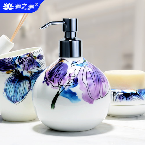 莲之莲按压式泵头骨瓷陶瓷酒店分装瓶洗发水沐浴露卫生间洗手液瓶