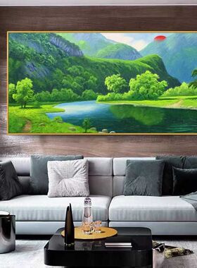 纯手绘客厅油画 办公室风景山水聚宝盆 沙发背景墙欧式装饰挂画