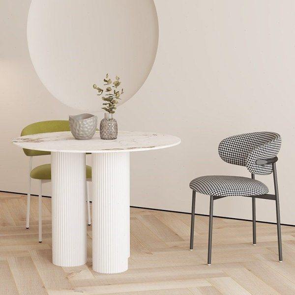 意式极简岩板餐桌轻奢圆形奶油风网红家用创意白色罗马柱圆桌椅子,住宅家具,岩板餐桌,淘宝优惠券,粉丝福利购,淘宝优惠卷
