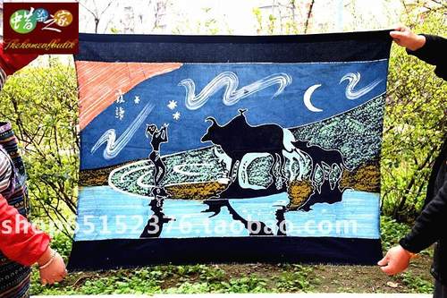 蜡染画 贵州苗族手工蜡染 民族特色蜡染 装饰壁挂 霞归 115*85CM