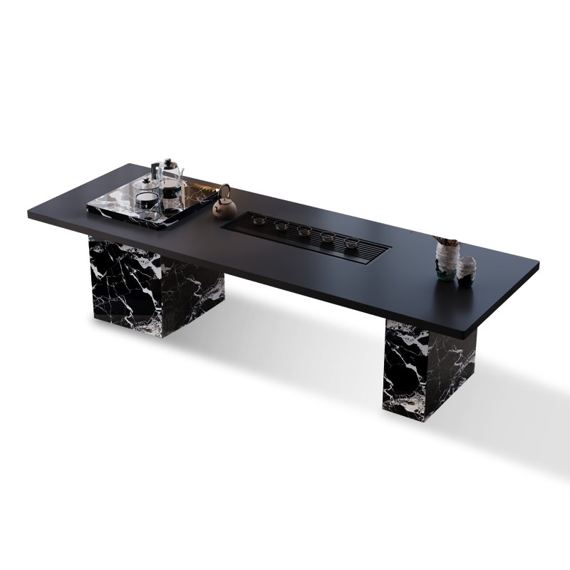 意式极简岩板茶桌椅组合别墅高端茶室设计师创意现代简约办公茶台