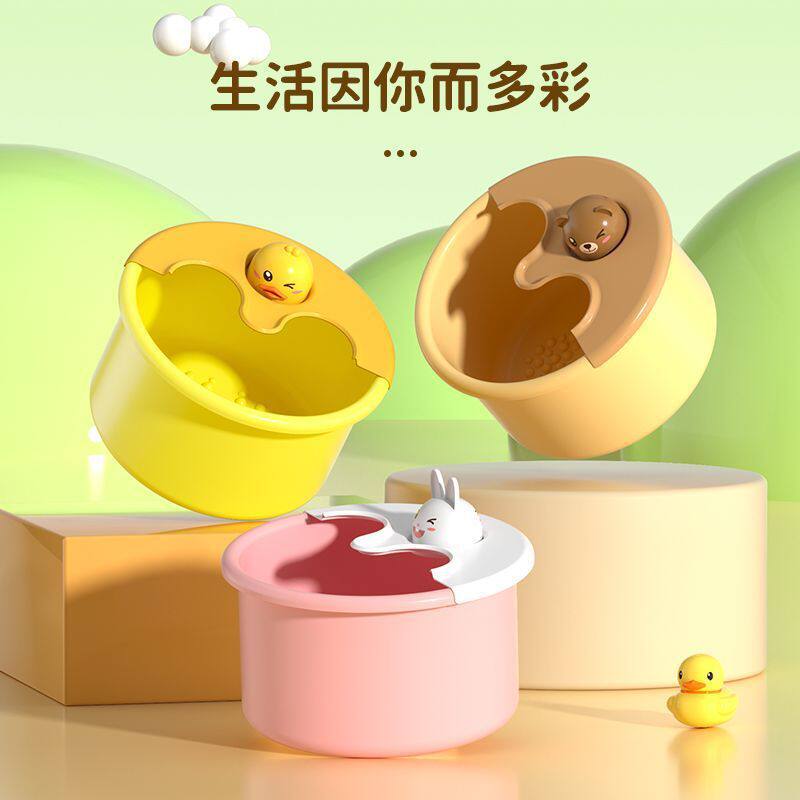 小黄鸭洗脚泡脚足浴桶家用便携洗脚盆宿舍塑料按摩养生足浴盆带盖