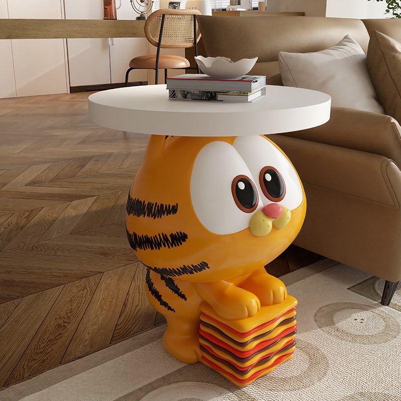 创意小加菲猫沙发边几客厅可移动角几床头柜落地托盘软装饰品摆件