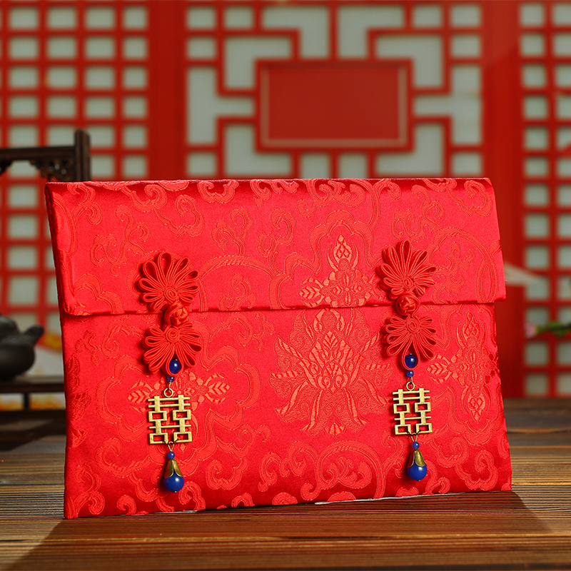 精致红包结婚用的3-6万元特大创意个性高档婚礼布绸缎喜字利是封