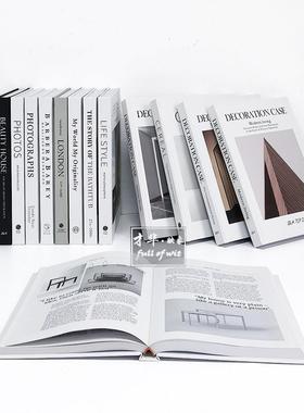 现代简约样板间书房书柜装饰真书摆件玄关英文道具仿真书假书饰品