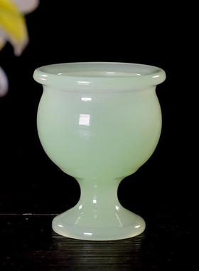 家用拜神供奉佛前财神高脚酒杯茶杯彷琉璃彷汉白玉供水杯佛堂用品