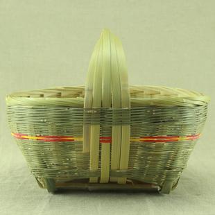 大号竹箩筐手工竹编竹箩演出道具扁担筐采茶筐淘米筐买菜水果箩筐