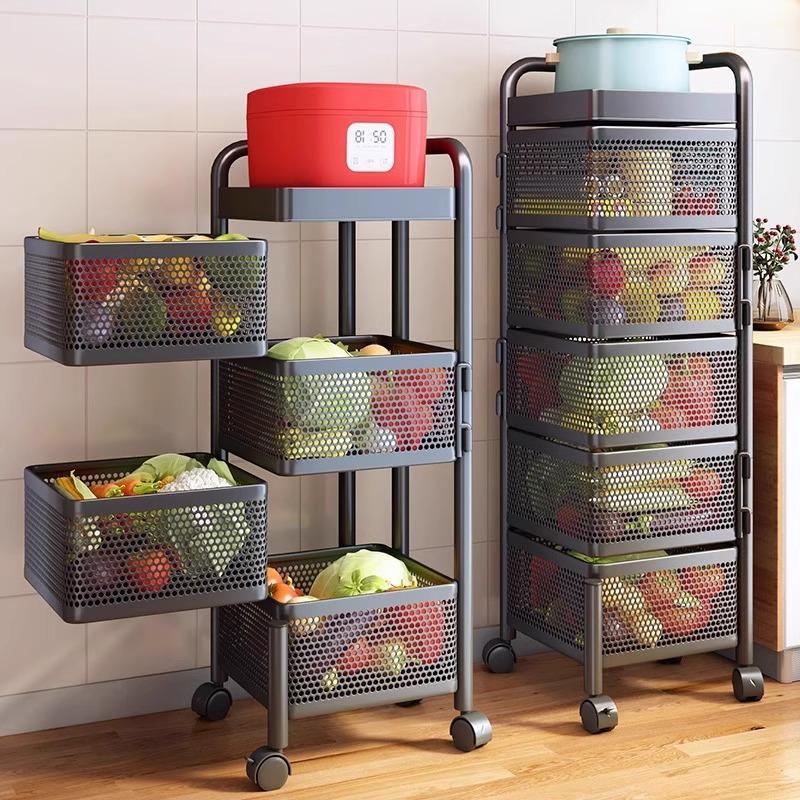 厨房旋转置物架落地多层菜篮子水果蔬菜零食架子小推车角落收纳架