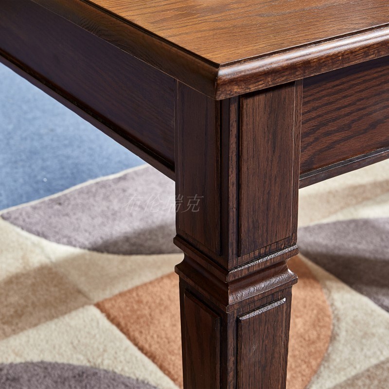 纯实木餐桌椅组合4/6人小户型红橡木吃饭桌子长方形美式餐厅家具