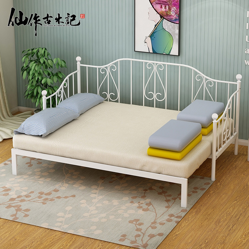 欧式铁艺多功能沙发床经济型推拉床铁床简约双人床折叠床两用沙发