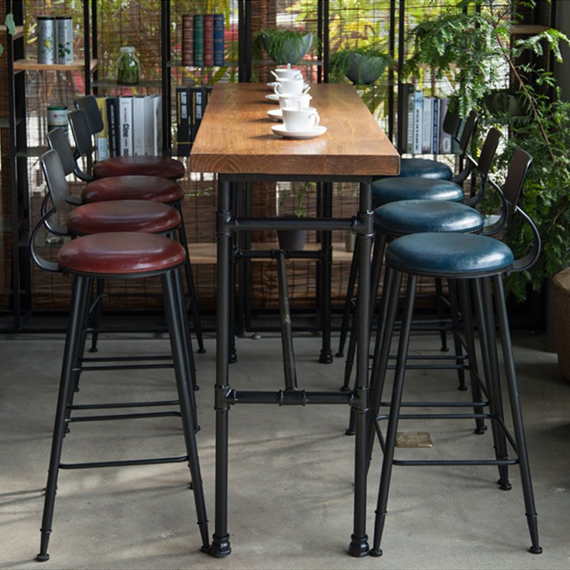 美式工业风铁艺实木吧台桌酒吧桌椅咖啡厅饮品店休闲长桌高脚桌子