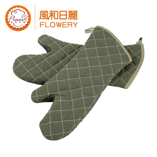 风和日丽耐高温手套隔热加长烘焙工具两只装防烫烤箱专用家用商用