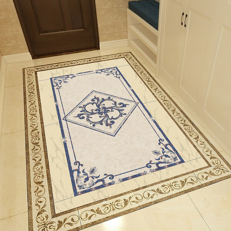 欧式入户门瓷砖拼花地板贴自粘地砖装饰客厅玄关地面翻新防水地板