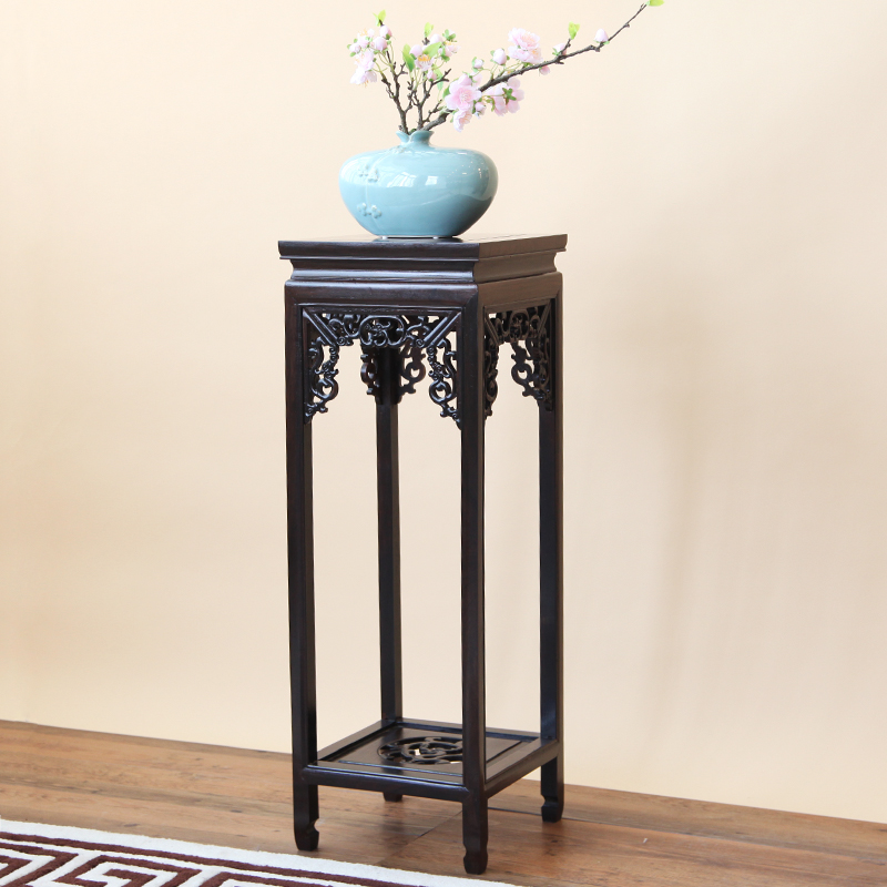 红木花架实木花几阳台客厅室内落地花架中式仿古黑檀木绿萝盆景架