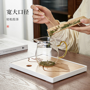 公道杯玻璃过滤一体家用分茶器茶海月牙公茶杯茶漏茶具泡茶器