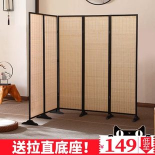 实木竹子墙 客厅隔断屏风简易折叠卧室遮挡移动家用简约现代中日式