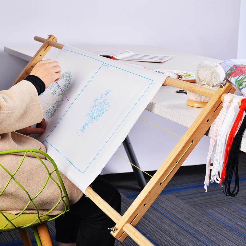 厂家十字绣绣架刺绣工具榉木大尺寸简易绣架实木架子跨境