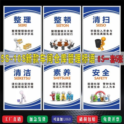 工厂车间仓库5S6S7S8S9S10S管理标语安全生产标识牌宣传挂图上墙
