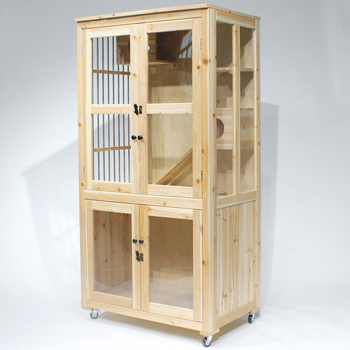 室内木质猫柜猫屋猫笼子猫舍猫窝猫房子超大空间家用实木猫别墅