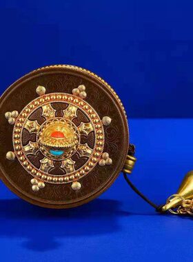 手摇浮雕6转双色大号筒静音万桶动色手持遍式古铜藏雕刻西藏转