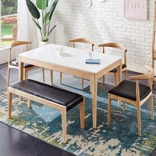 北欧实木餐桌椅组合简约现代小户型大理石餐台一桌六椅厂家直供