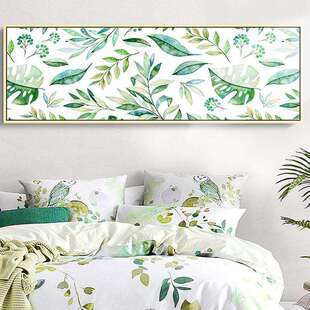 生机绿园北欧风格床头装饰画横幅卧室挂画小清新餐厅墙壁画多肉