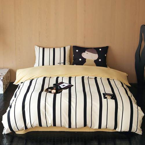 春夏全棉60支贡缎长绒棉印花四件套小狗贴布刺绣男生