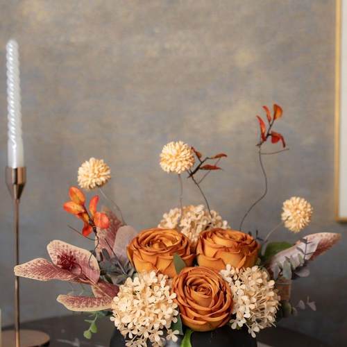 复古美式油画风花假花轻奢客厅餐桌玄关茶几书法装饰摆件