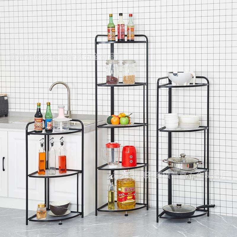厨房锅架台面转角置物架调料架三角拐角落地多层收纳架下水槽架子