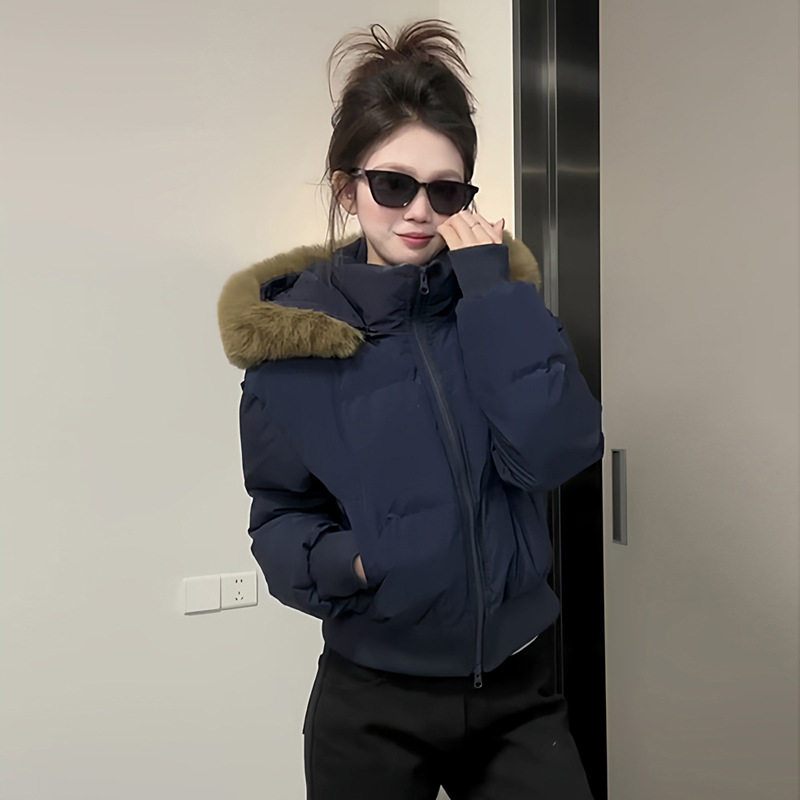 藏青色美式复古毛领连帽棉服外套女短款加厚保暖小个子冬季棉衣潮,女装/女士精品,棉衣/棉服,淘宝优惠券,粉丝福利购,淘宝优惠卷