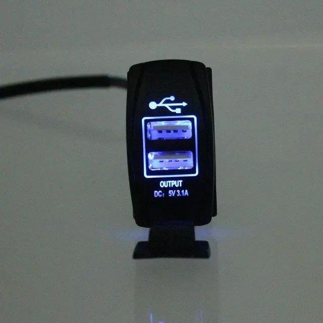 改装汽车 摩托车 游艇房车配件 开关式双USB充电器 5V 3.1AXX