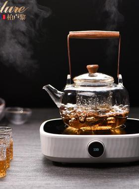 Bylure茶具日式玻璃煮茶器全自动蒸茶煮茶套装智能煮茶壶电陶炉