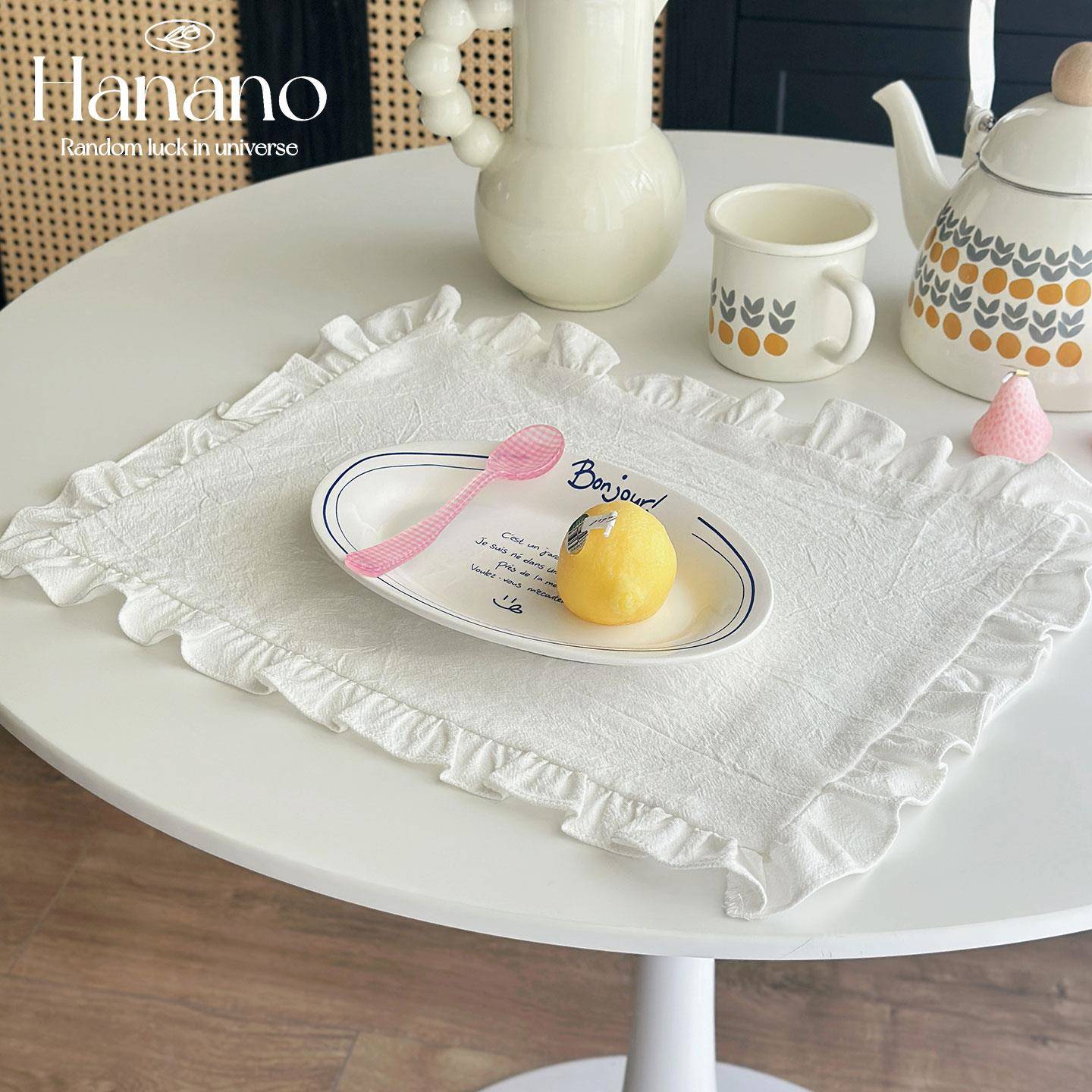 法式覆古餐垫棉麻ins白色荷叶边防尘盖巾茶几垫烘焙美食拍摄餐巾
