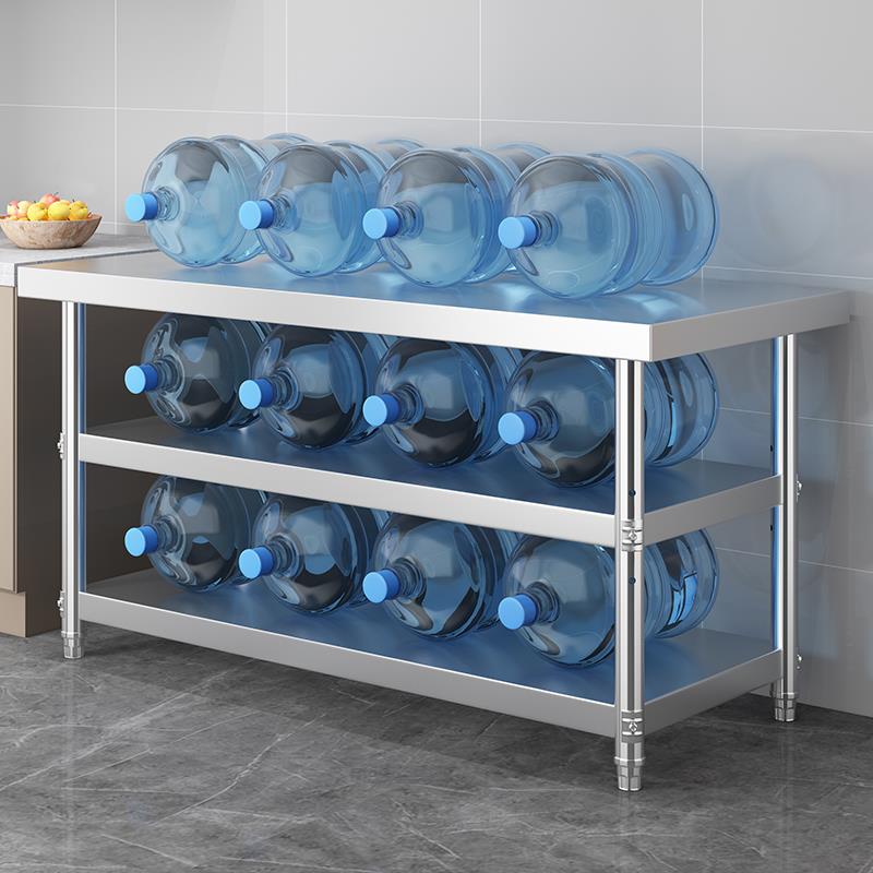 304特厚不锈钢置物架工作台商用厨房切菜桌子收纳架打包操作台面2