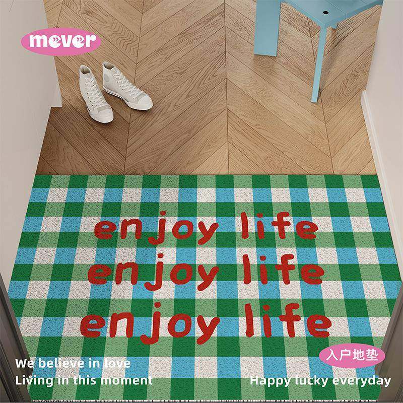 韩式条纹字母入户地垫丝圈防滑耐脏脚垫子进门玄关门口地毯可裁剪