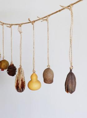 复古原木风格干果挂饰麻绳手工diy家居装饰客栈民宿墙面空中吊饰