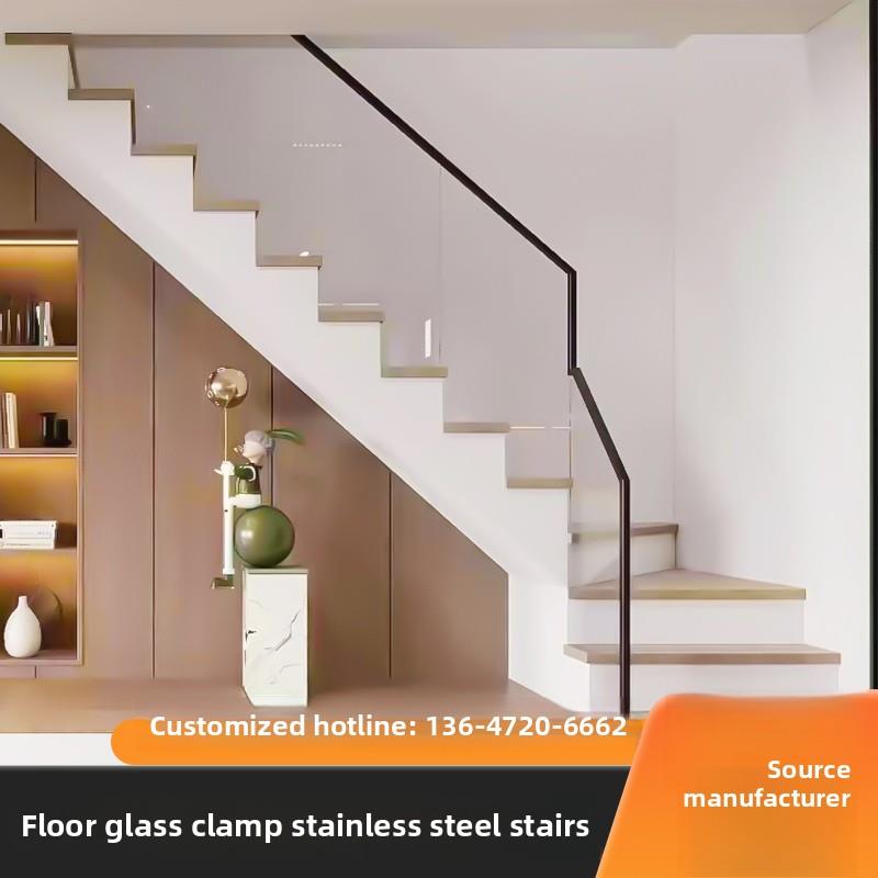 武汉定制玻璃楼梯扶手室内简易玻璃护栏阳台护栏无框玻璃楼梯扶手