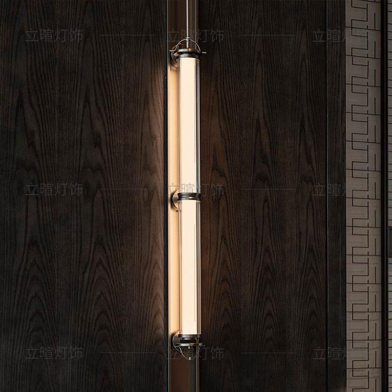 设计师创意酒店大堂过道长条壁灯新中式背景墙灯新款工程长杆壁灯